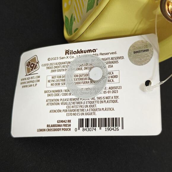 San-X Rilakkuma Bear Lemon Purse Crossbody Pouch Bag with Strap Yellow Green NWT - Picture 5 of 10